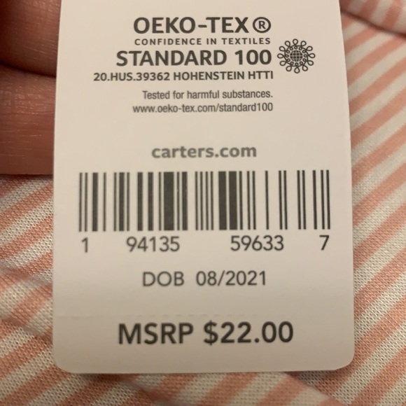 CARTER’S Pink and White Striped Tee 5T NWT - Picture 7 of 7